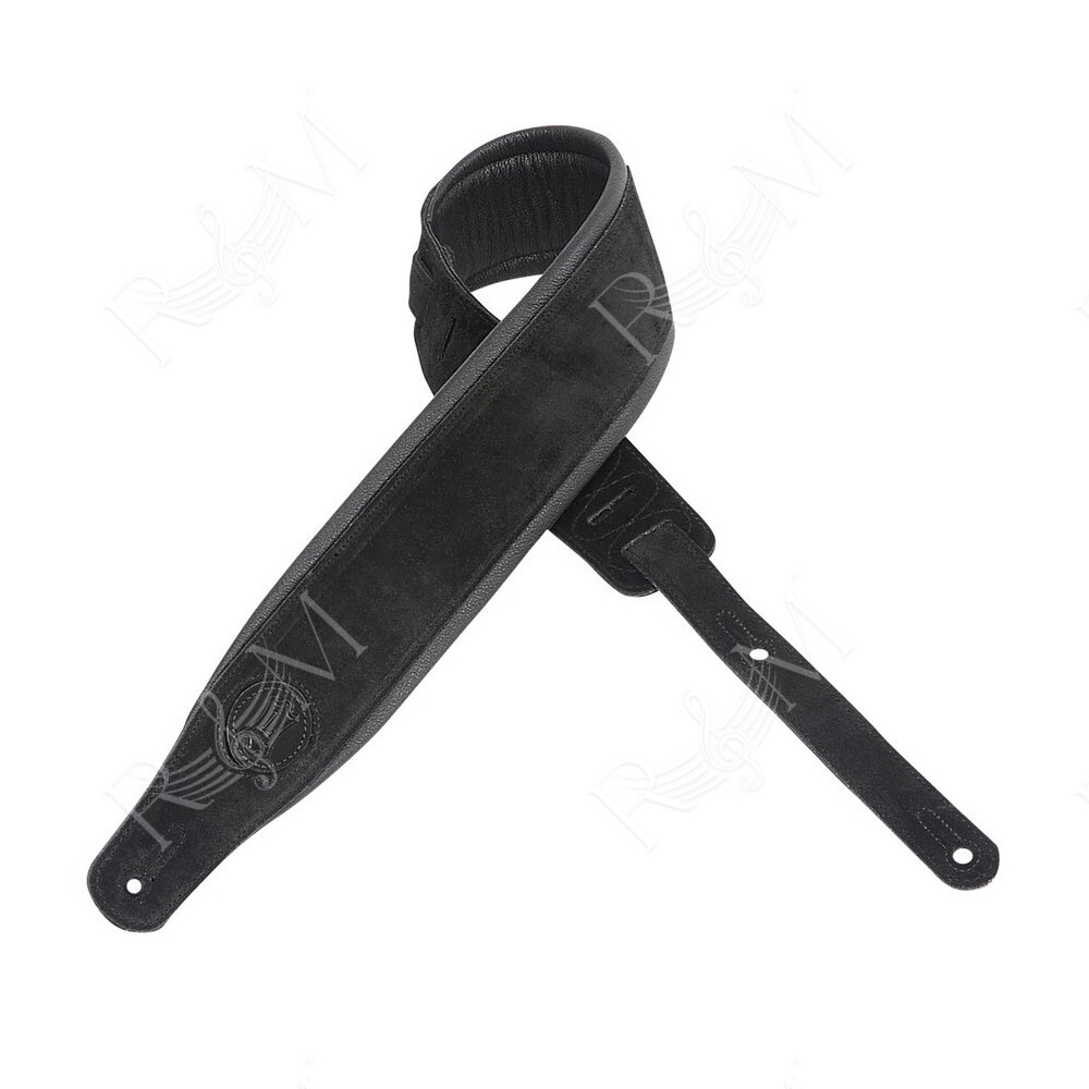 MSSB2S-BLK Tracolla per basso in pelle scamosciata Signature Black On Black 3"