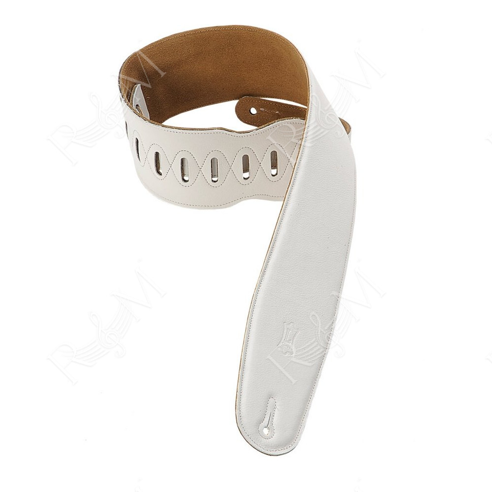 M4GF-WHT Tracolla in pelle con retro in pelle scamosciata White 3 1/2"