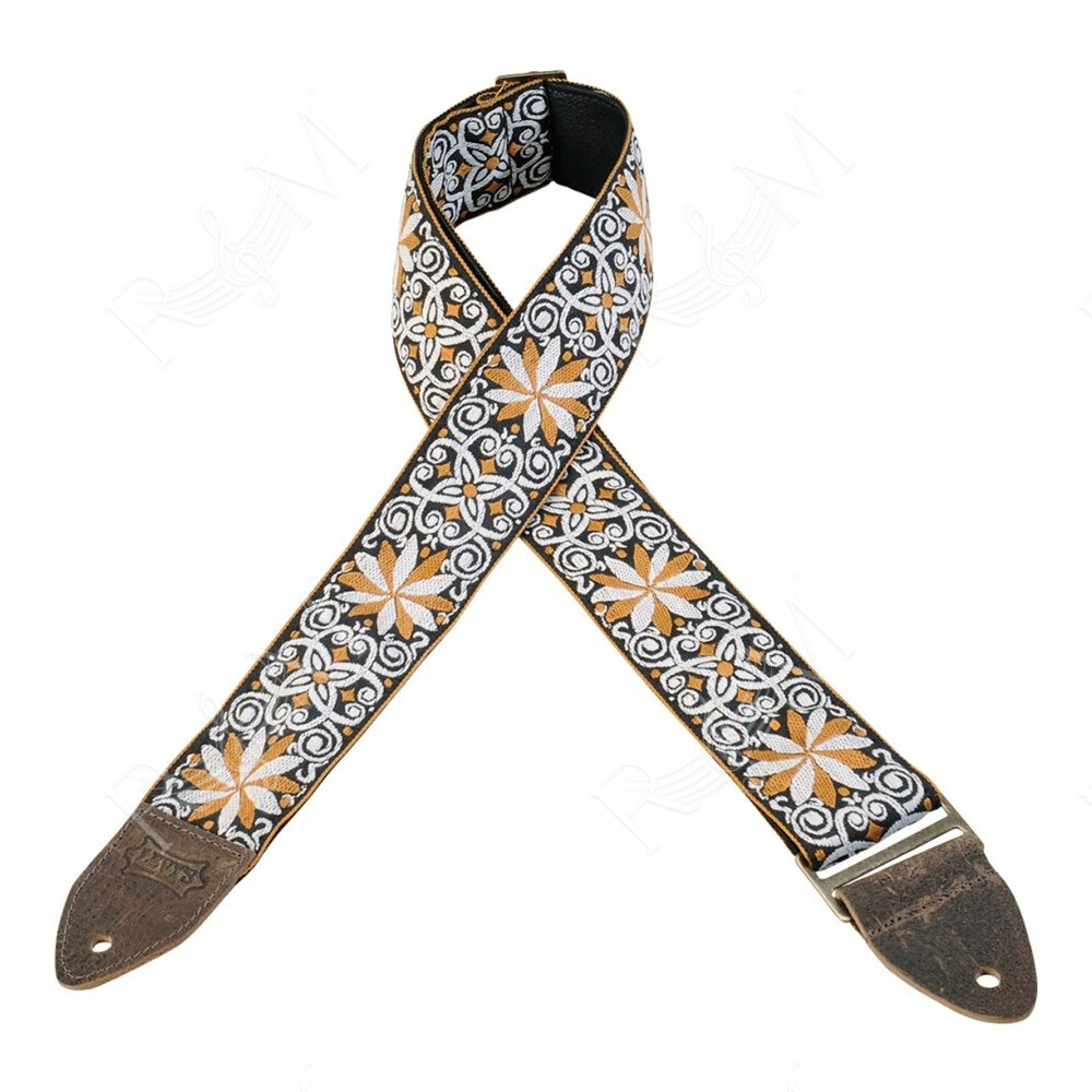 M8HTV-13 Tracolla in jacquard Yellow & White 2"