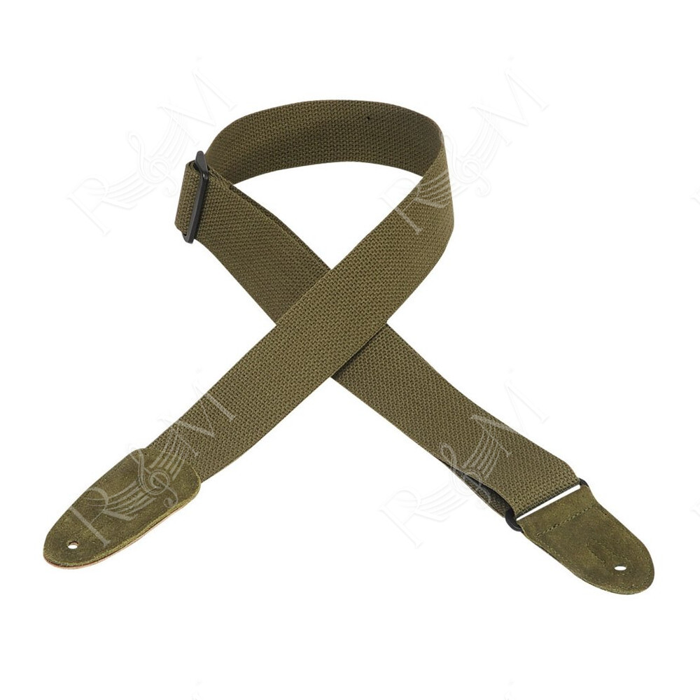 MC8-GRN Tracolla in cotone con terminali in pelle scamosciata Army Green 2"