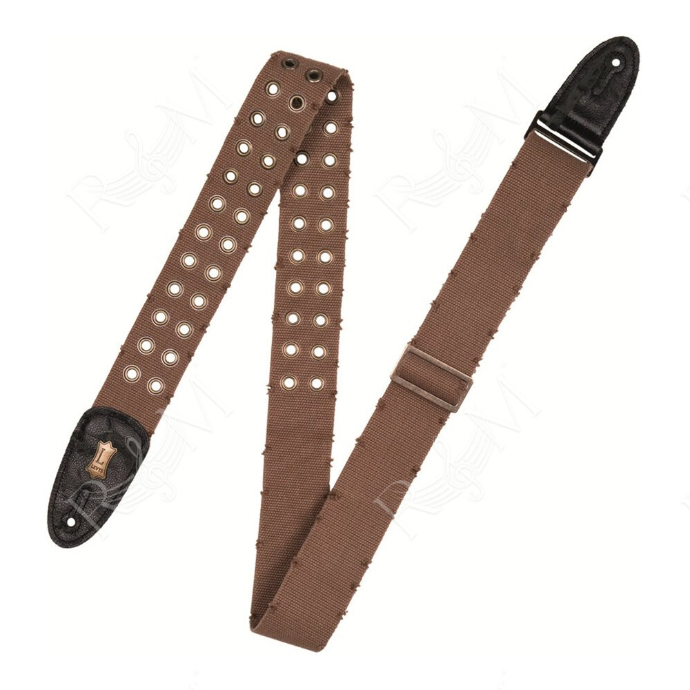 MC8TWEY-BRN Tracolla in cotone usurato con occhielli in ottone Brown 2"