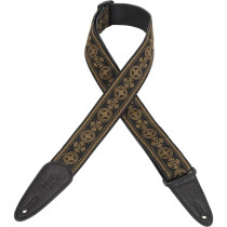MGHJ2-001 Tracolla in jacquard con retro in pelle Black & Brown 2"