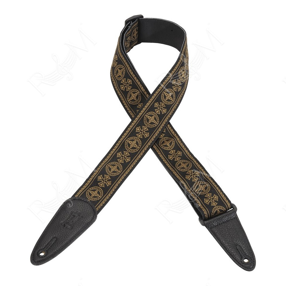 MGHJ2-001 Tracolla in jacquard con retro in pelle Black & Brown 2"