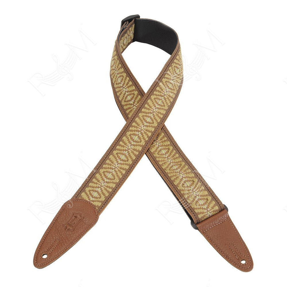 MGHJ2-005 Tracolla in jacquard con retro in pelle Tan & Cream 2"