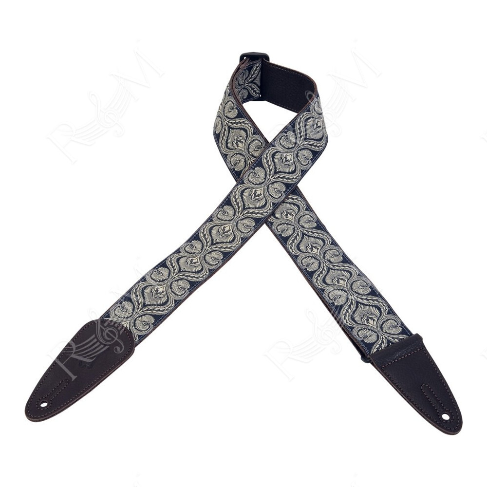 MGJ-001 Tracolla in jacquard Blue & White 2"