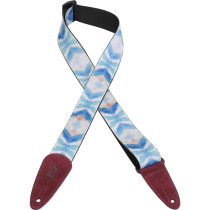 MPSDS2-007 Tracolla in poliestere con terminali in pelle scamosciata Blue Tribal 2"