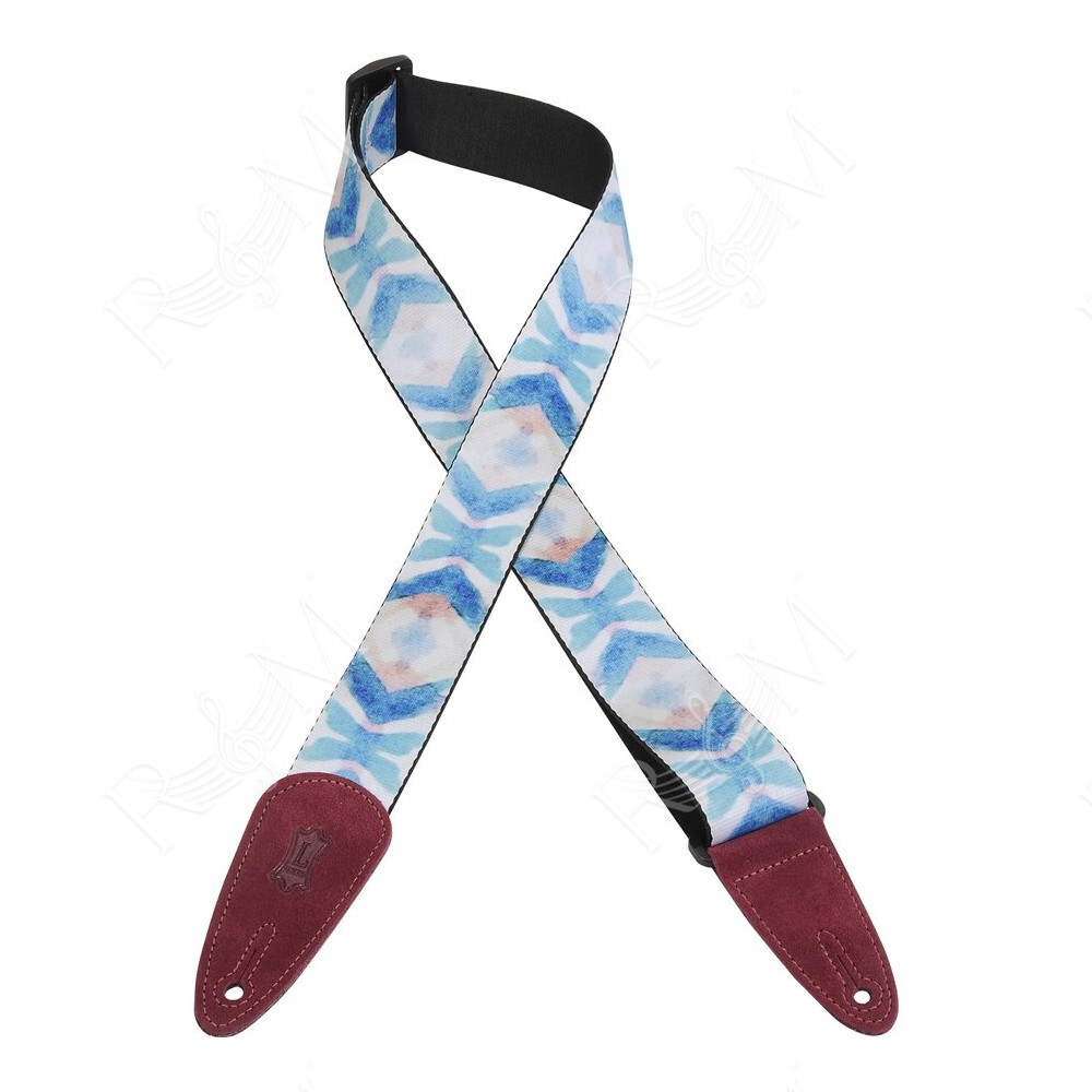 MPSDS2-007 Tracolla in poliestere con terminali in pelle scamosciata Blue Tribal 2"
