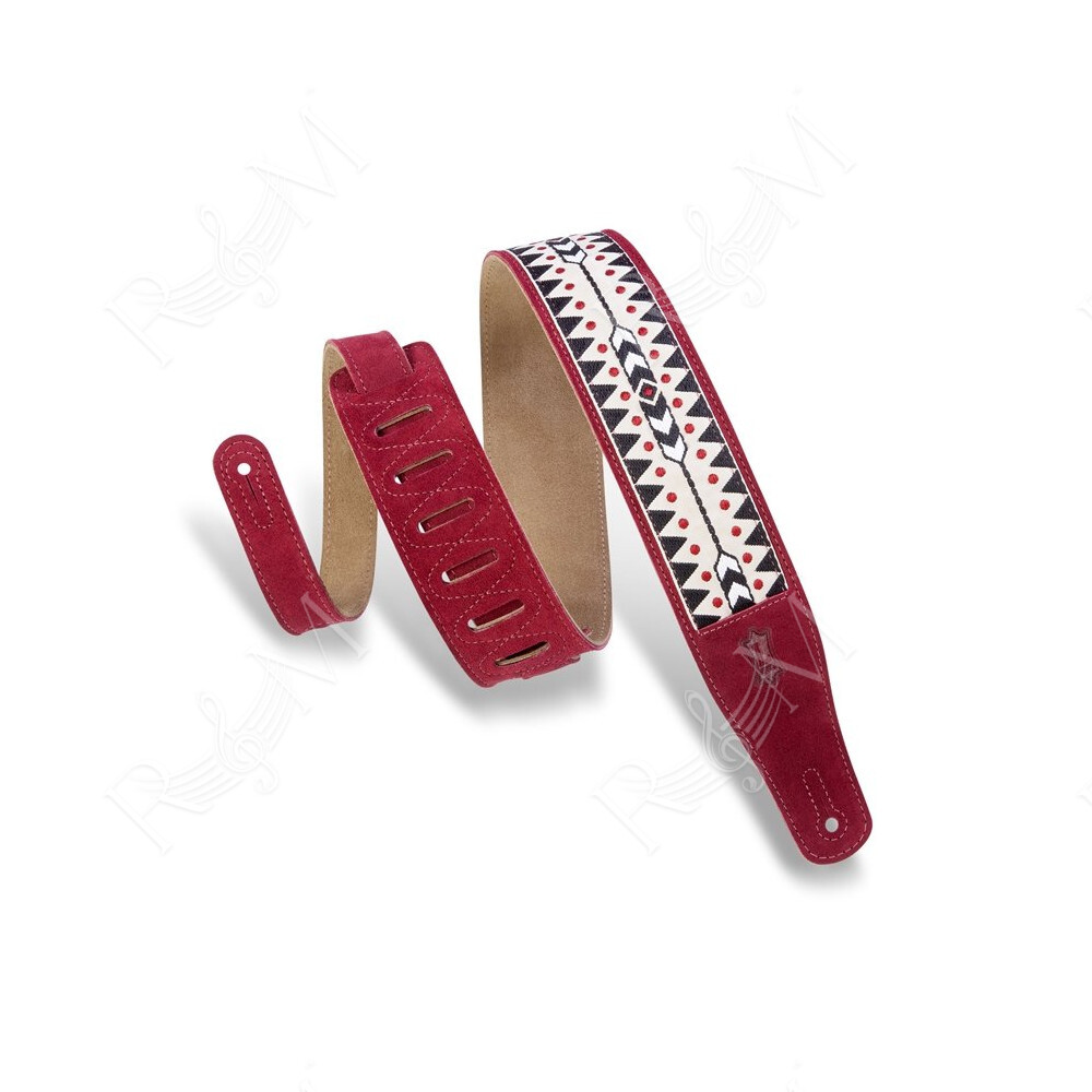 MSJ26-BRG Tracolla in pelle scamosciata Woven Burgundy 2 1/2"