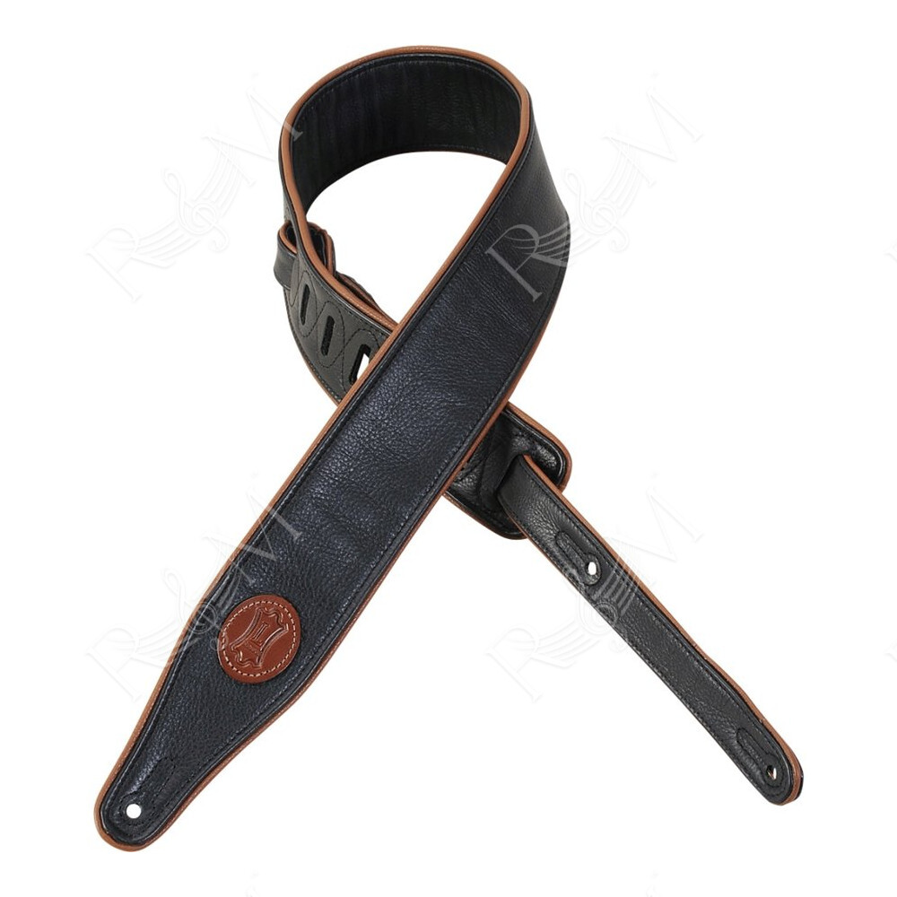 MSS17-BLK Tracolla in pelle con imbottitura morbida Brown & Walnut 2 1/2"