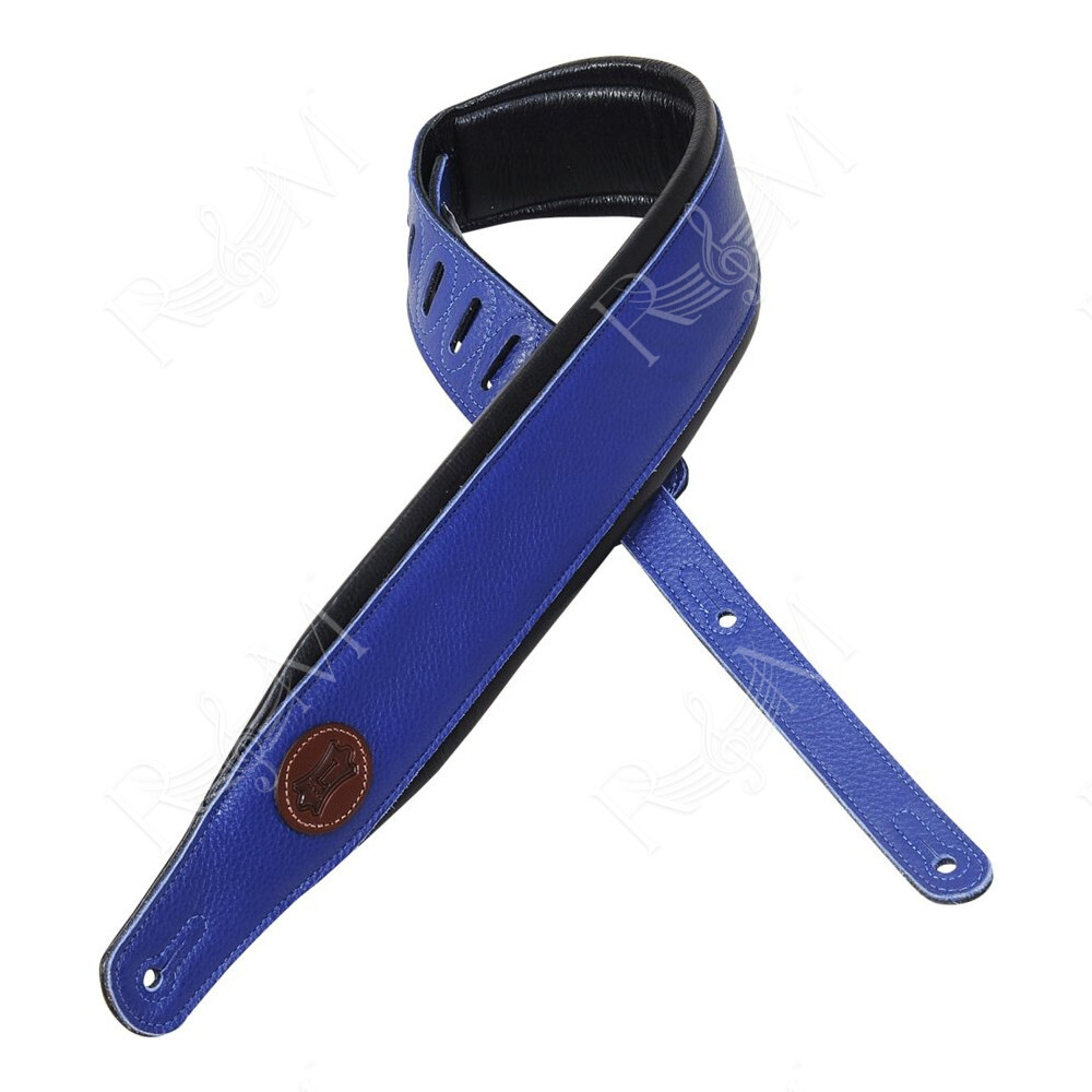 MSS2-BLU Tracolla in pelle imbottita Blue 3"