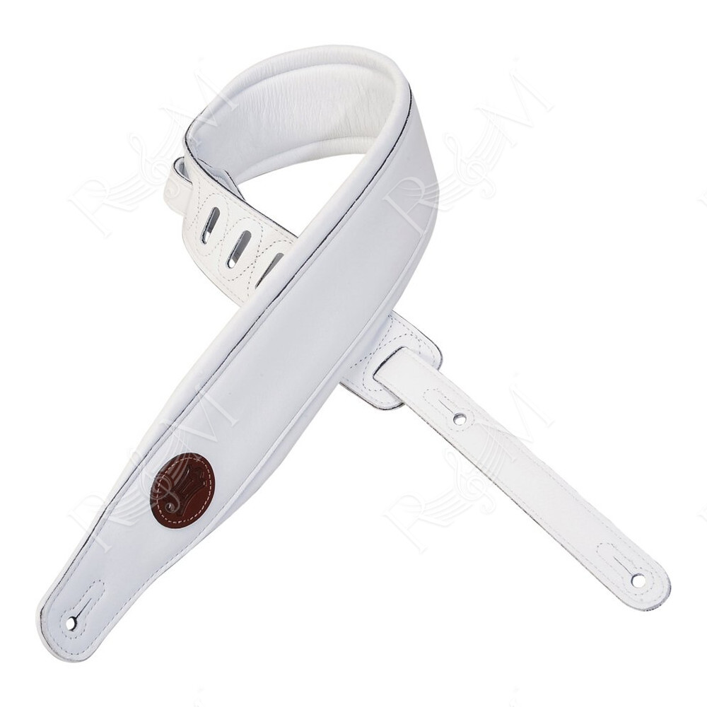 MSS2-WHT Tracolla in pelle imbottita White 3"