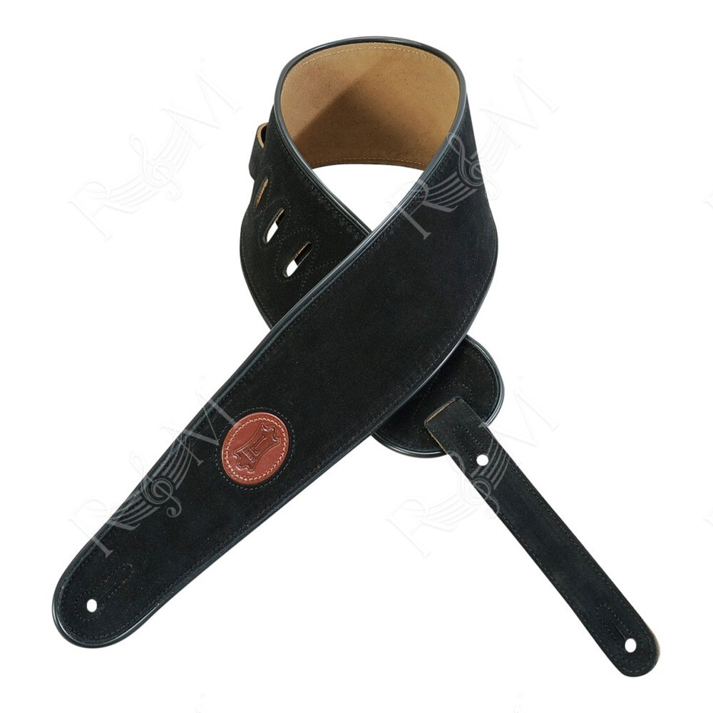 MSS3-4-BLK Tracolla in pelle scamosciata con piping Black 4"