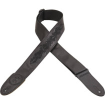 MSS7GPE-004 Tracolla in pelle con retro in polipropilene Black Embroidered 2"