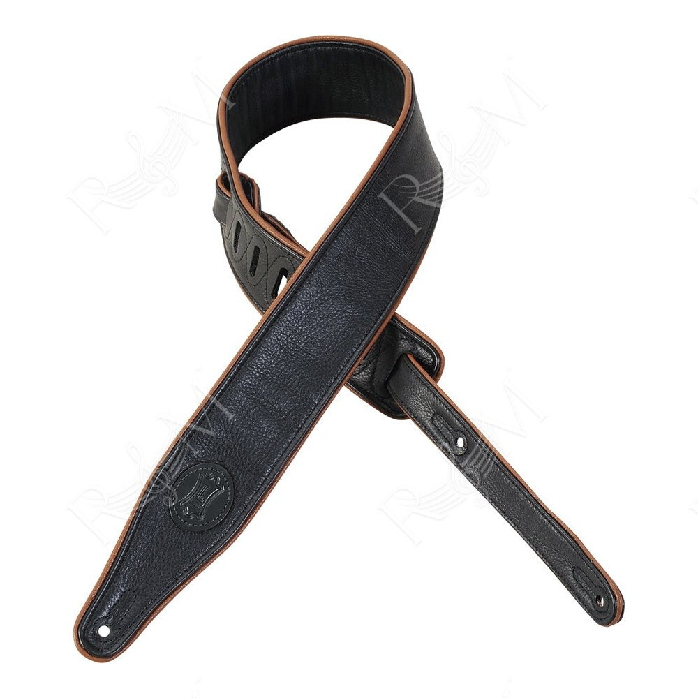 MSSB17-BLK Tracolla in pelle Black & Caramel 2"