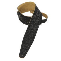 PMS44T03-BLK Tracolla in pelle scamosciata Paisley 3"