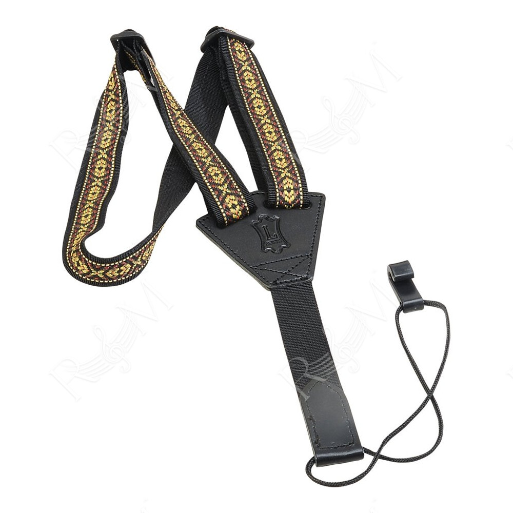 M20JN-002 Tracolla per ukulele in jacquard Black & Yellow 1"