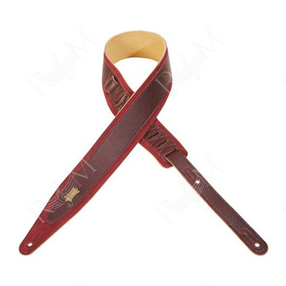 MS317CO-BRG Tracolla in pelle scamosciata con inserto in pelle Burgundy 2 1/2"