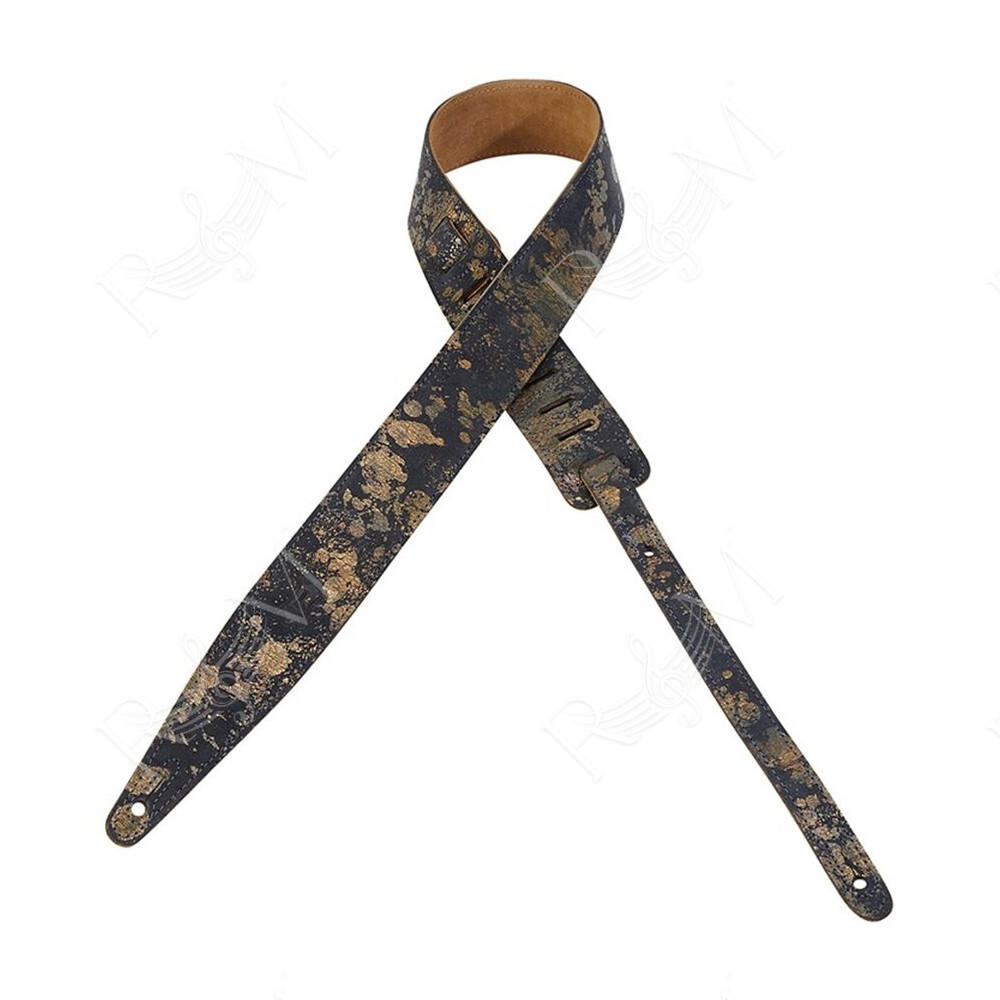 MSGL217-NAV Tracolla in pelle scamosciata con schizzi metallici e dorati Navy 2"