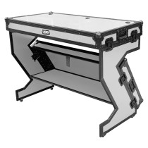 U91072WH -Ultimate Flight Case Portable Z-Style DJ Table White Plus (Wheels)