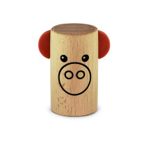 Shaker in legno per Bambini con faccia di Maiale