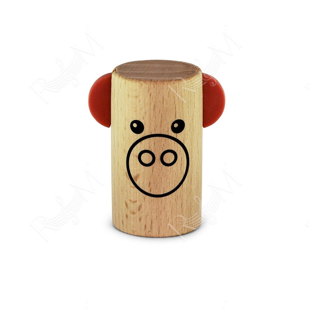 Shaker in legno per Bambini con faccia di Maiale
