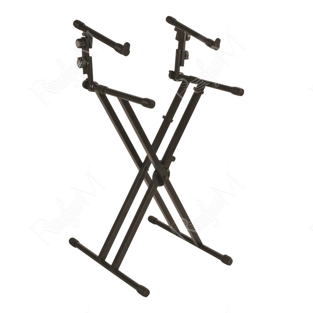 QL/642 Supporto Professionale per 2 Tastiere con Struttura "X" e Telaio Doppio