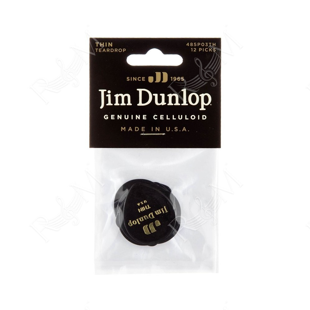 485P-03TH Celluloid Teardrop, Black Thin Player's Pack/12