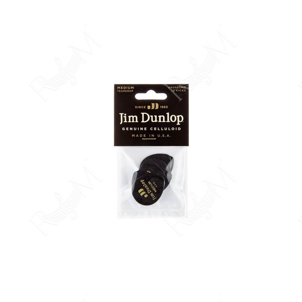 485P-03MD Celluloid Teardrop, Black Medium Player's Pack/12