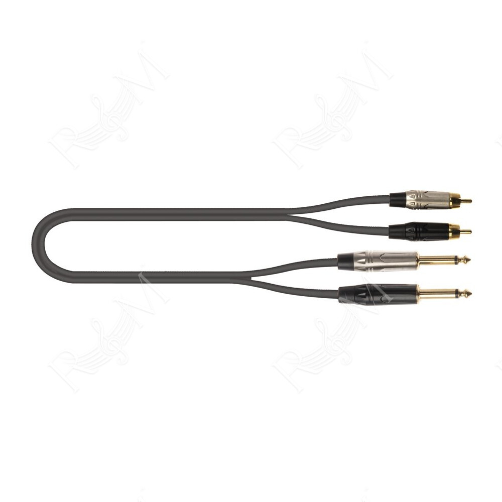 JUST/2RCA2J-2 Cavo 2x Jack 6.3 TS Mono / 2x Spina Phono RCA 2 mt