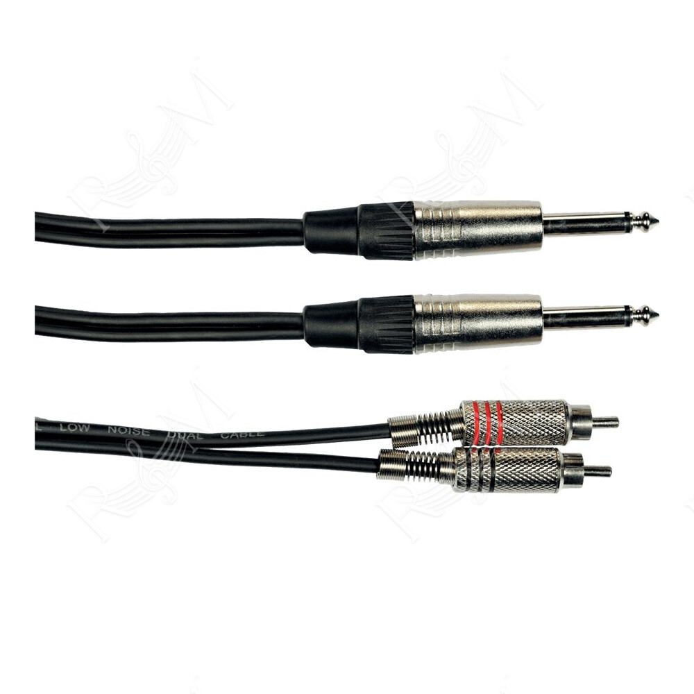 K03-3 Cavo Segnale Stereo 2x RCA maschio/2x Jack TS (Mono) 3 m
