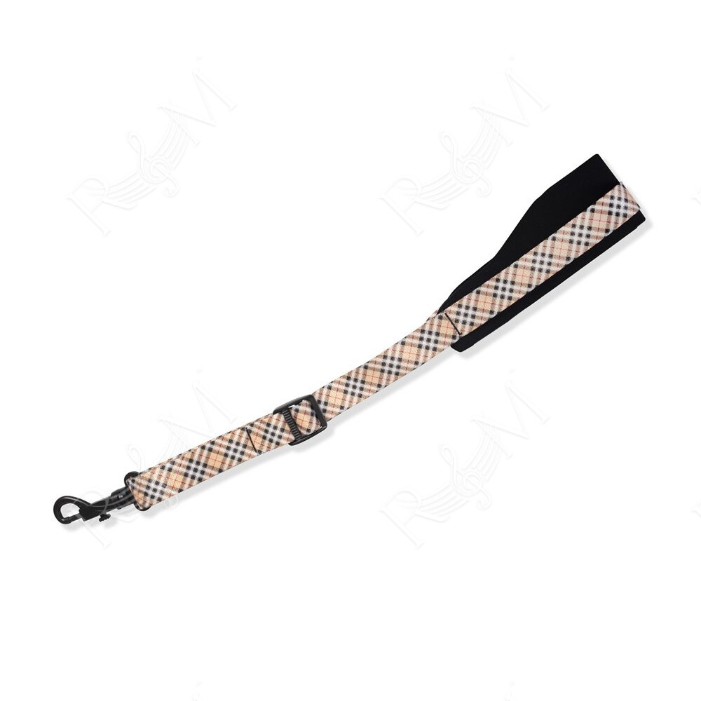 MP27-001 Tracolla per sax Plaid Tan Black Red 2 3/8"