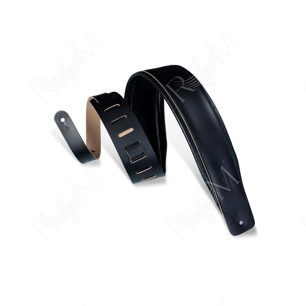 DM1PD-BLK Tracolla in pelle pieno fiore Black 3"