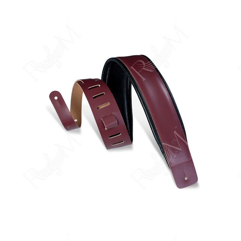 DM1PD-BRG Tracolla in pelle pieno fiore Burgundy 3"