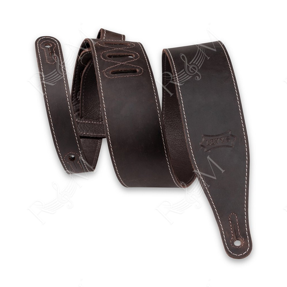 M17BAS-DBR Tracolla in pelle morbida Dark Brown 2 1/2"