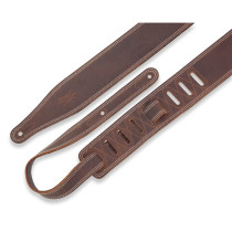 M17BDS-DBR Tracolla in pelle con doppia cucitura Dark Brown 2 1/2"