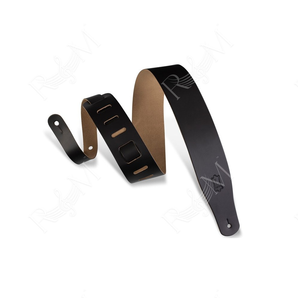 M26-BLK Tracolla in pelle pieno fiore Black con retro natural 2 1/2"