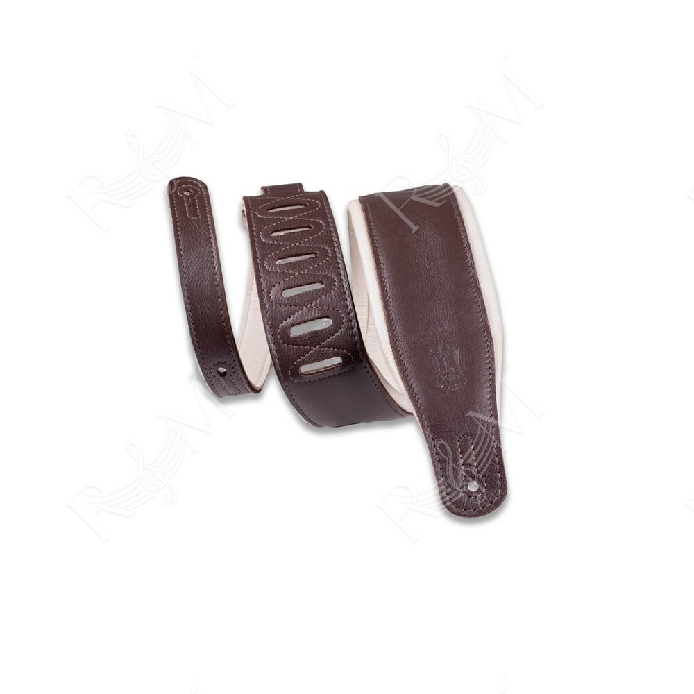 M26GP-DBR-CRM Tracolla in pelle Dark Brown con retro Cream 3 1/4"