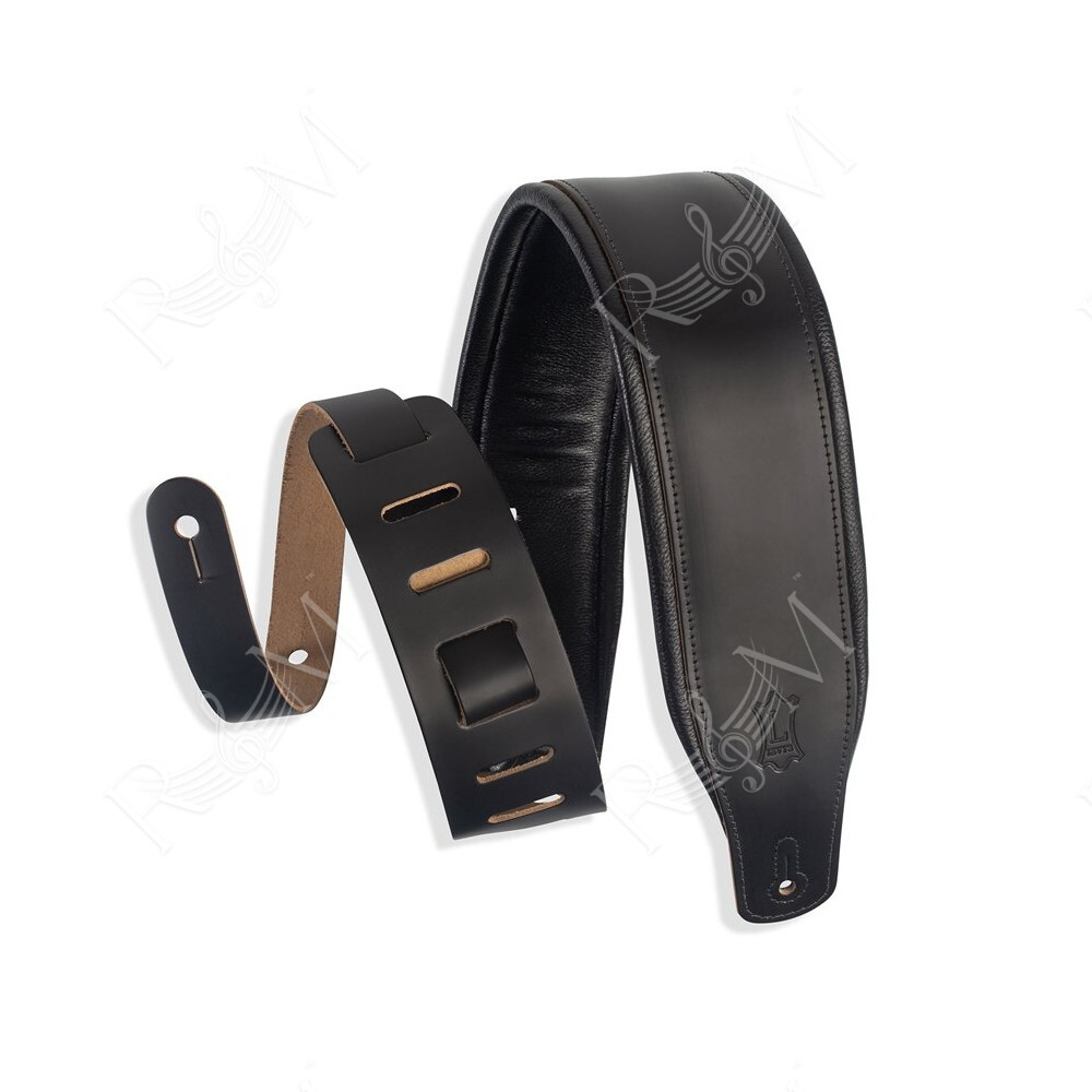 M26PD-BLK Tracolla in pelle pieno fiore imbottita Black 3"