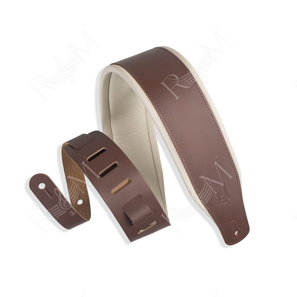M26PD-BRN_CRM Tracolla in pelle pieno fiore imbottita Brown con retro Cream 3"