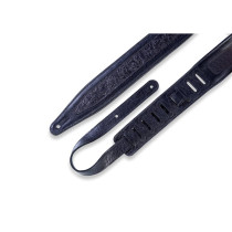 M317FG-BLK Tracolla in pelle con rilievo fiorentino Black 2 1/2"
