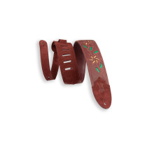M4FV-BRG_TAN Tracolla in pelle Flowering Vine Series Burgundy e Tan 2 1/2"