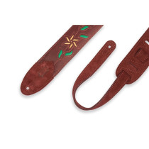 M4FV-BRG_TAN Tracolla in pelle Flowering Vine Series Burgundy e Tan 2 1/2"