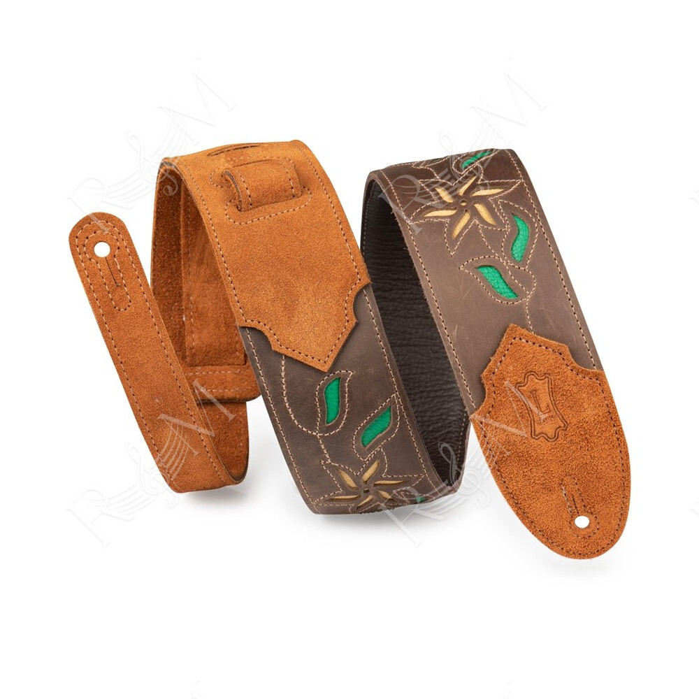 M4FV-DBR Tracolla in pelle Flowering Vine Series Brown 2 1/2"