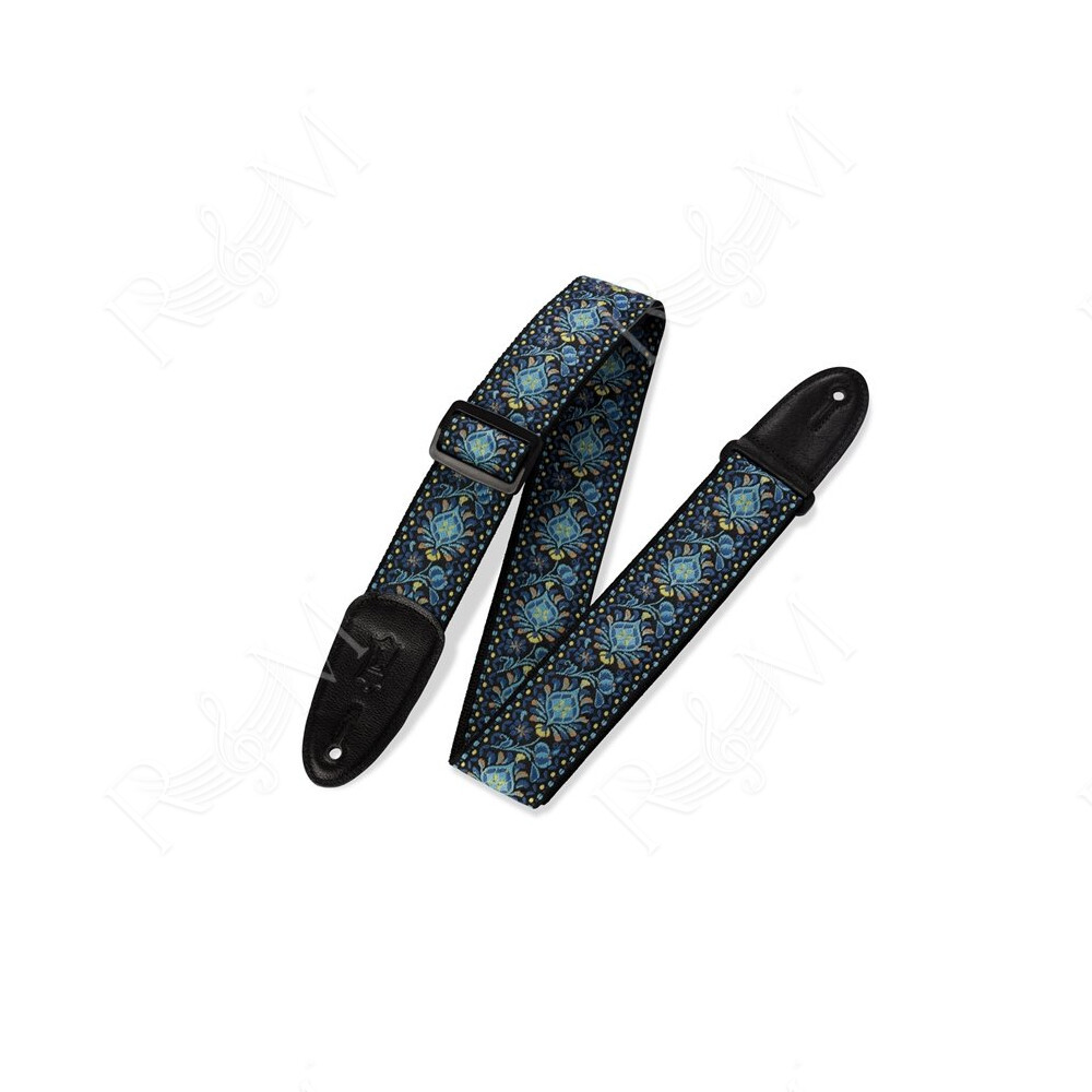 M8HT-04 Tracolla in tessuto Floral Blue and Yellow 2"