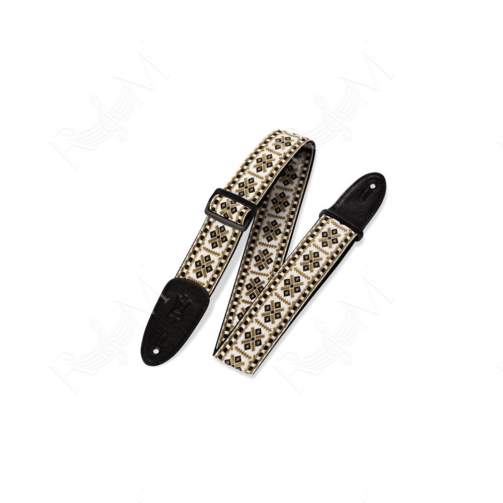 M8HT-07 Tracolla in tessuto Diamond Gold and White 2"