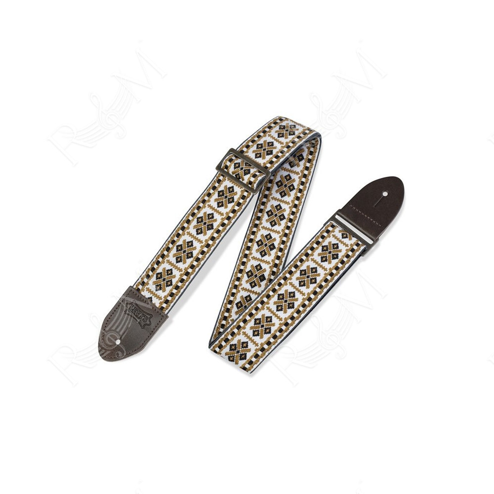 M8HTV-07 Tracolla in jacquard Brown & White 2"
