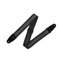 MC2CG-BLK-BLK Tracolla in cotone con strip in pelle Black 2"