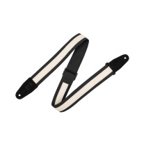 MC2CG-BLK-CRM Tracolla in cotone Black con strip in pelle Cream 2"