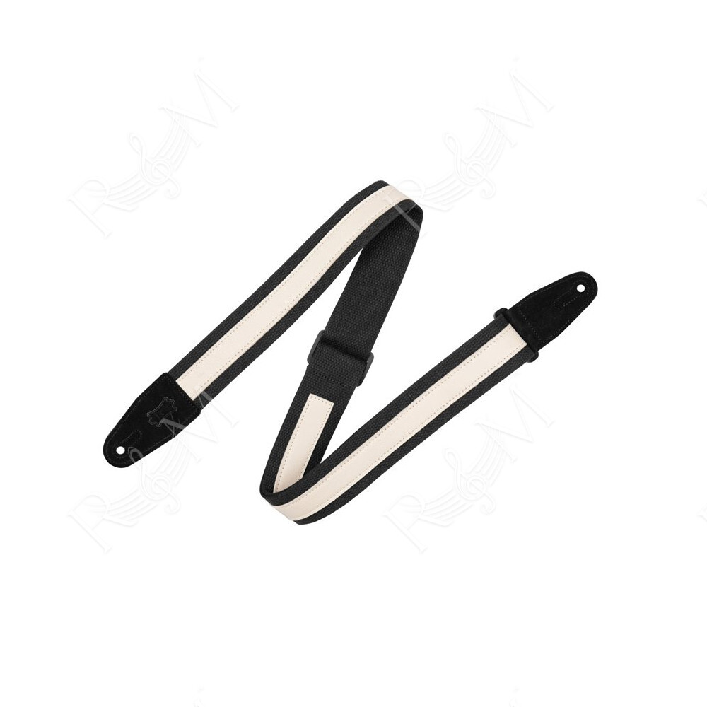 MC2CG-BLK-CRM Tracolla in cotone Black con strip in pelle Cream 2"