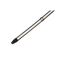 MC2CG-BLK-CRM Tracolla in cotone Black con strip in pelle Cream 2"